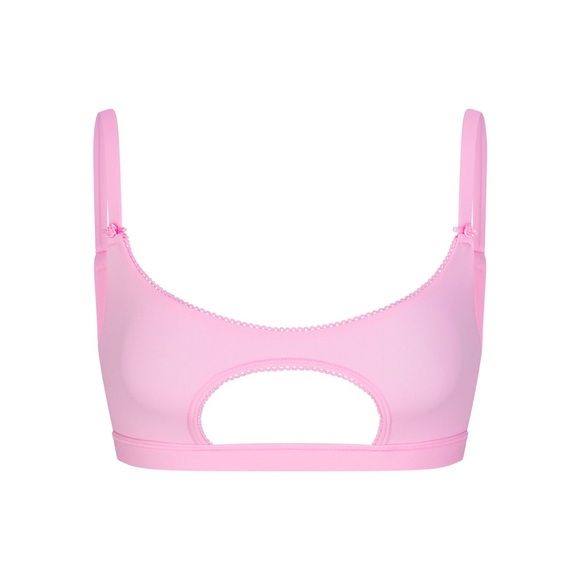 💖SKIMS FITS EVERYBODY PICOT TRIM CUT OUT SCOOP BRALETTE BUBBLEGUM S - Picture 4 of 6